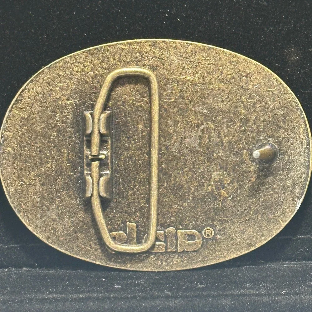 Vintage El Cid Pioneer Hi-Bred Seed Belt Buckle Leather Farm Agriculture Brass